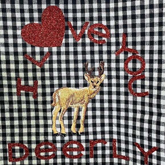 Handmade Cute Gingham Tote I love You Deerly Graphic Canvas Everyday Bag - Picture 6 of 7